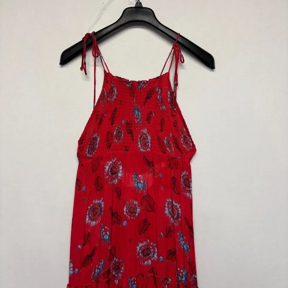 Free People Women Garden Party Tiered Maxi Dress Size Large Floral Boho D126 -19